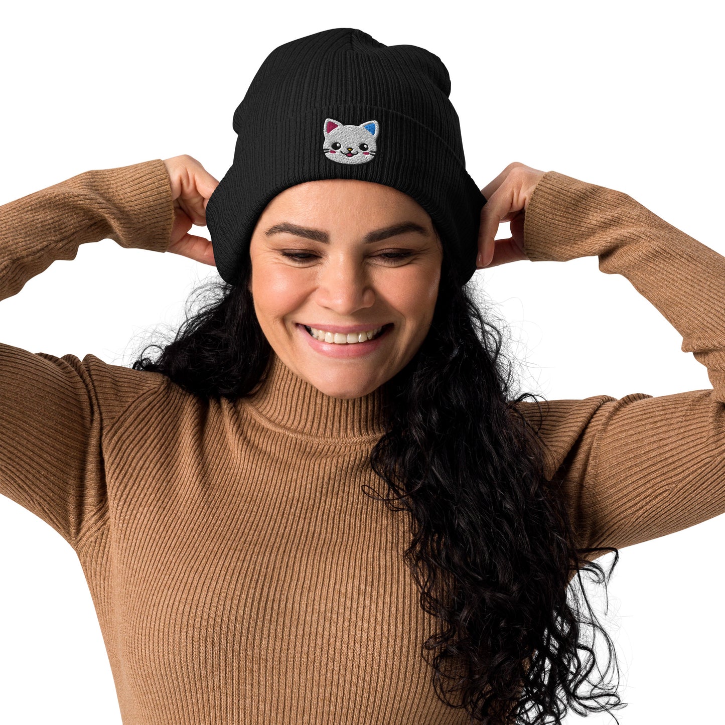 Organic Ribbed Beanie Meow Market Logo