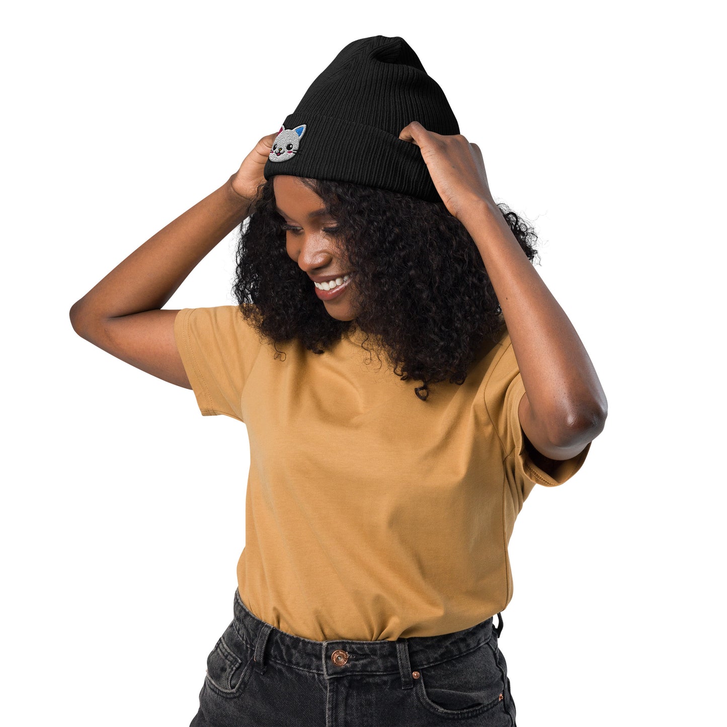 Organic Ribbed Beanie Meow Market Logo