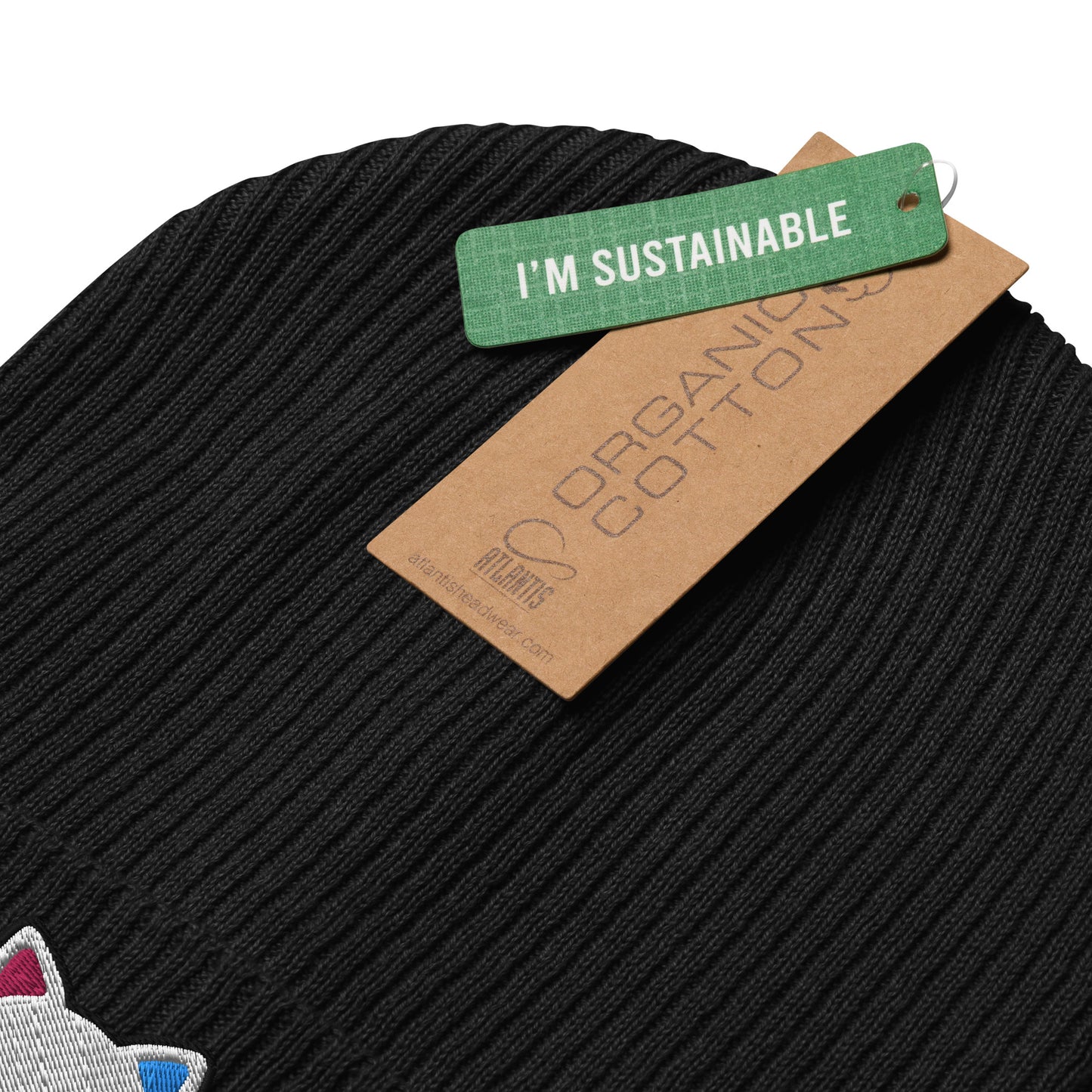 Organic Ribbed Beanie Meow Market Logo