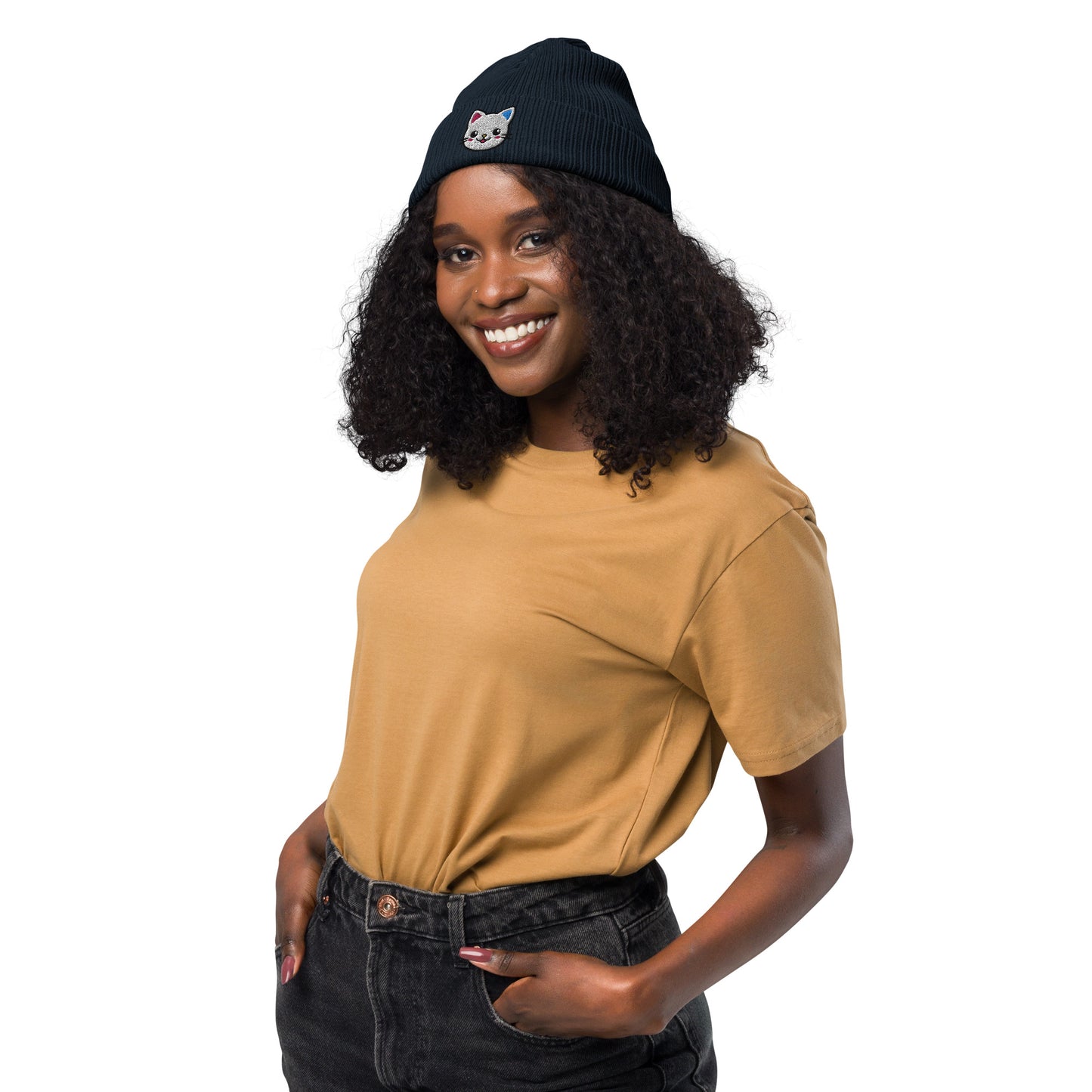 Organic Ribbed Beanie Meow Market Logo