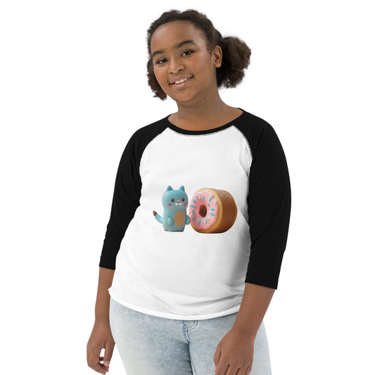 Youth Cat Donut Baseball Shirt