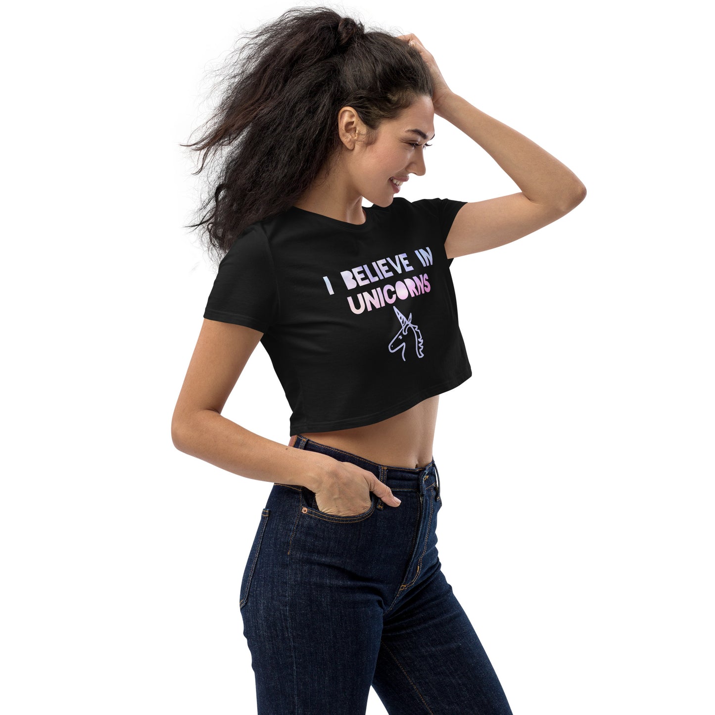 Organic I Believe in Unicorns Crop Top