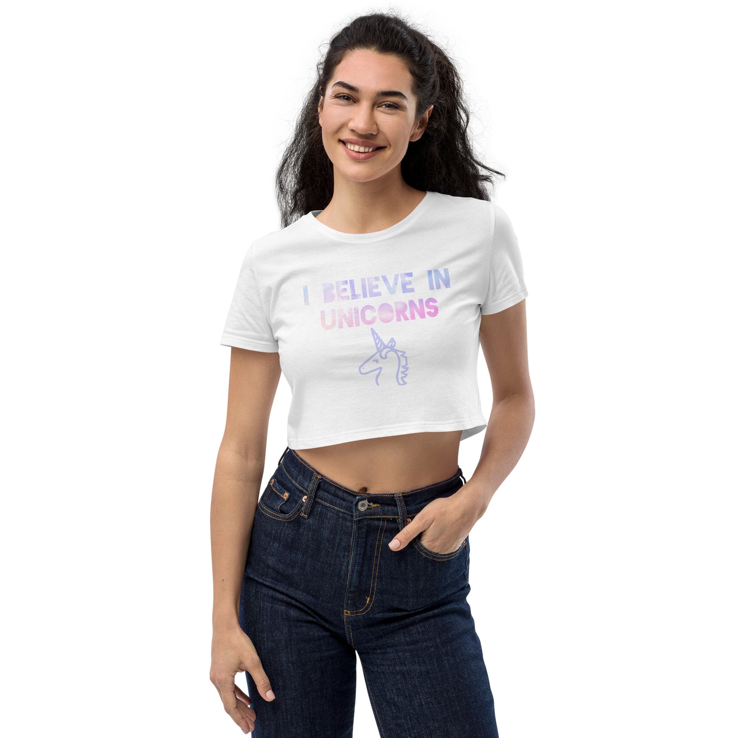 Organic I Believe in Unicorns Crop Top