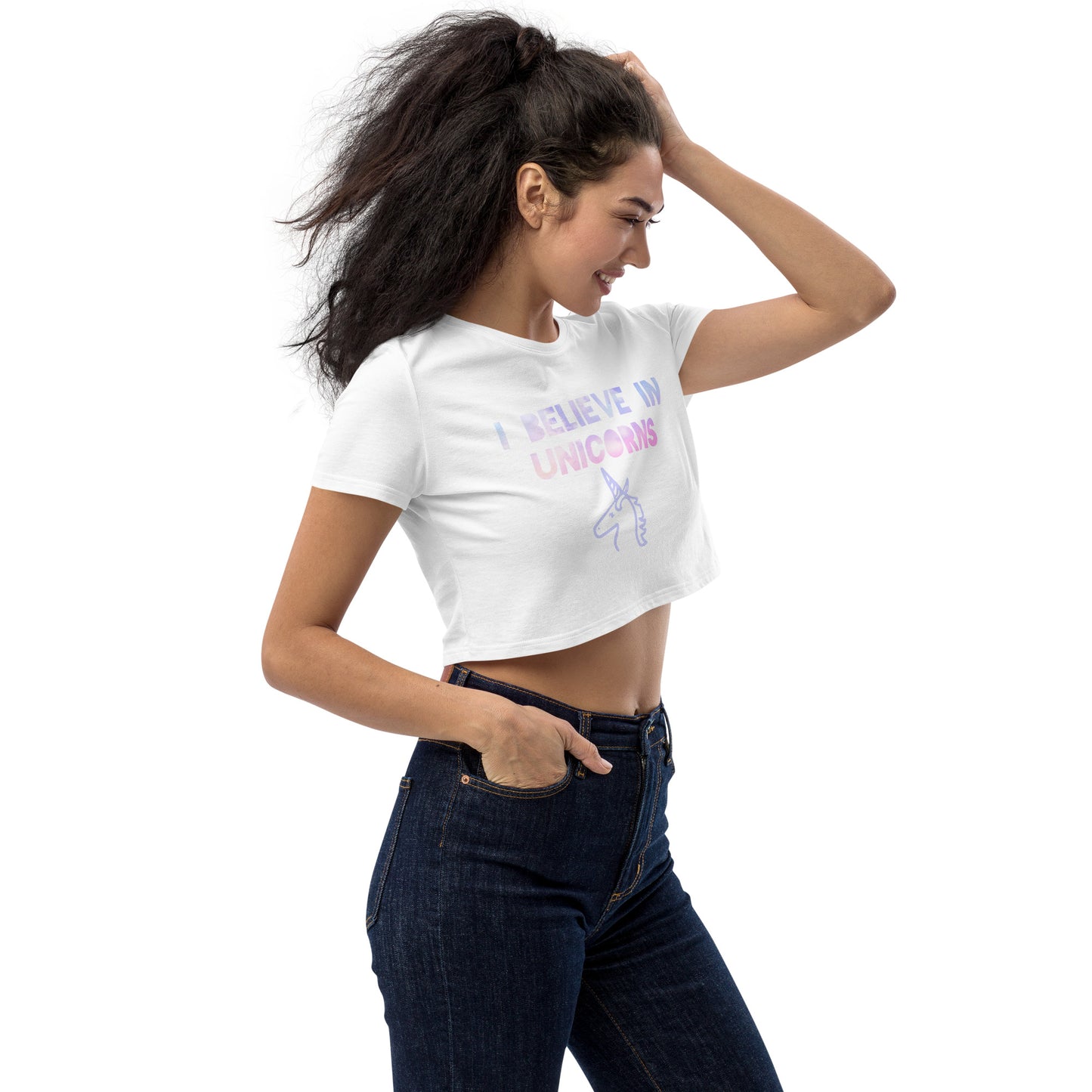 Organic I Believe in Unicorns Crop Top